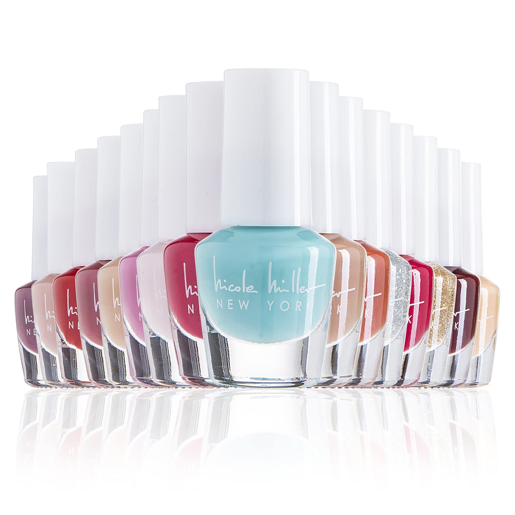 Nicole Miller New York Mini Nail Polish Set – 15-Piece Glossy Color Collection for Nails (Purple Accent)