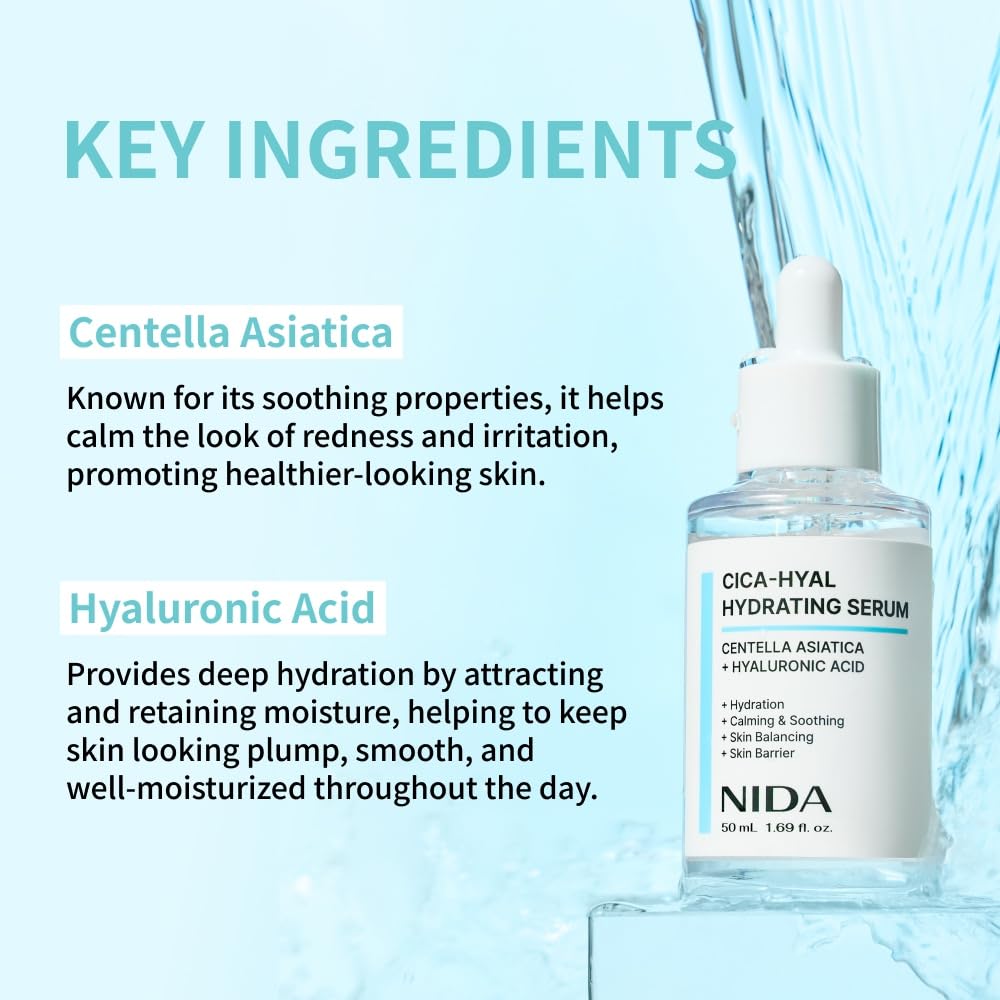 NIDA Centella Hydrating Serum | Centella Asiatica & Hyaluronic Acid for Hydration, Calming Skin & Barrier Support | 50 ml