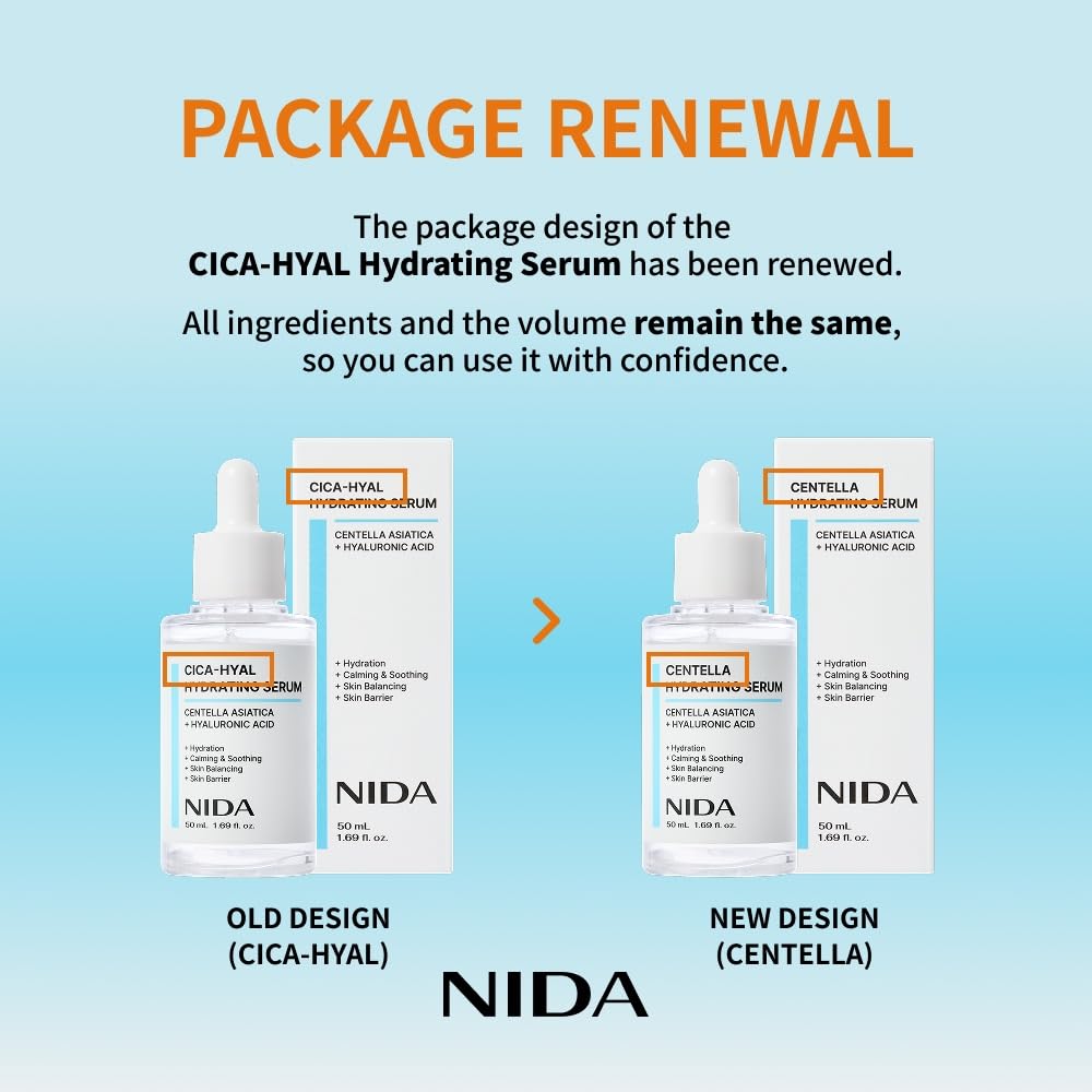 NIDA Centella Hydrating Serum | Centella Asiatica & Hyaluronic Acid for Hydration, Calming Skin & Barrier Support | 50 ml