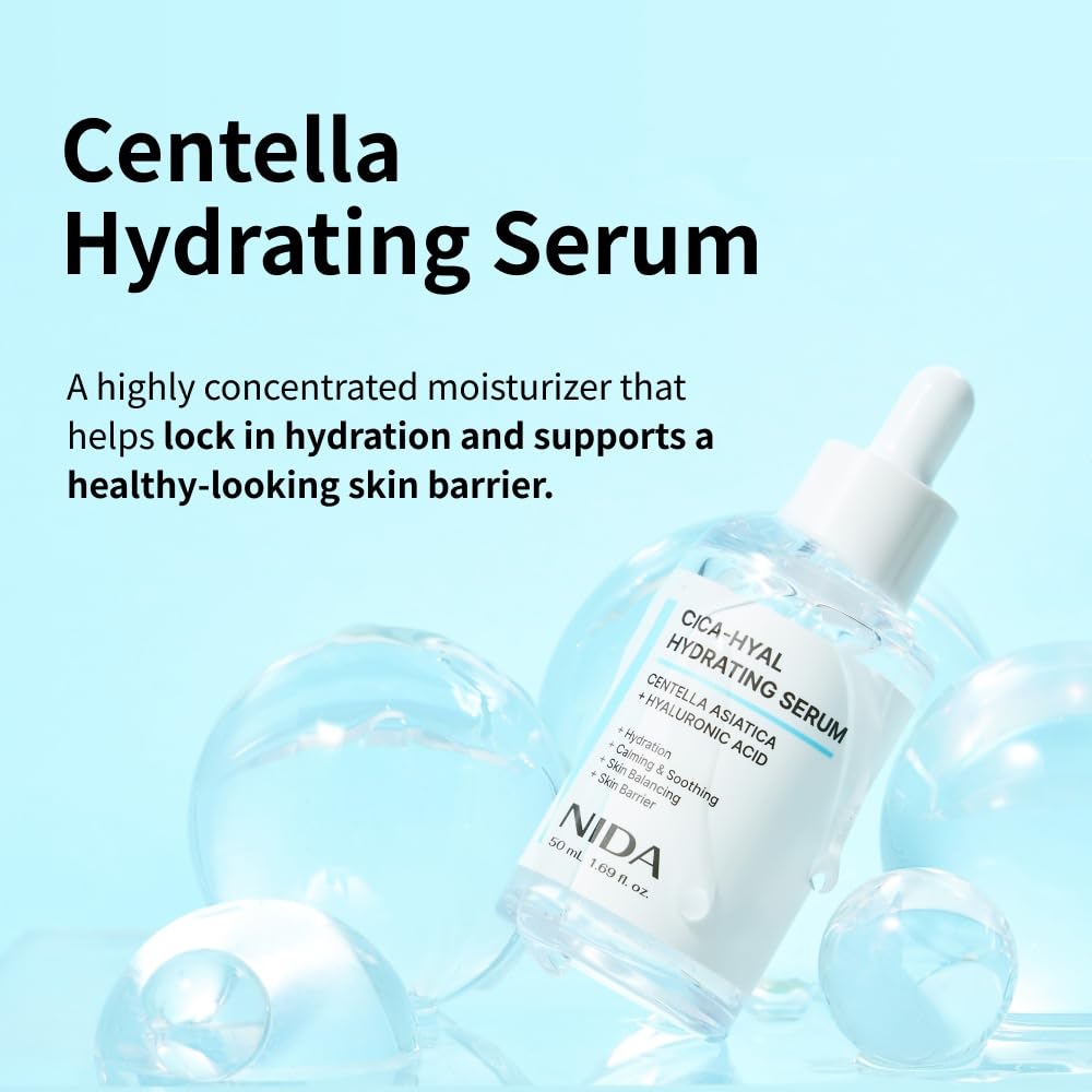 NIDA Centella Hydrating Serum | Centella Asiatica & Hyaluronic Acid for Hydration, Calming Skin & Barrier Support | 50 ml