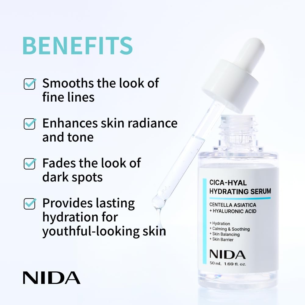 NIDA Centella Hydrating Serum | Centella Asiatica & Hyaluronic Acid for Hydration, Calming Skin & Barrier Support | 50 ml