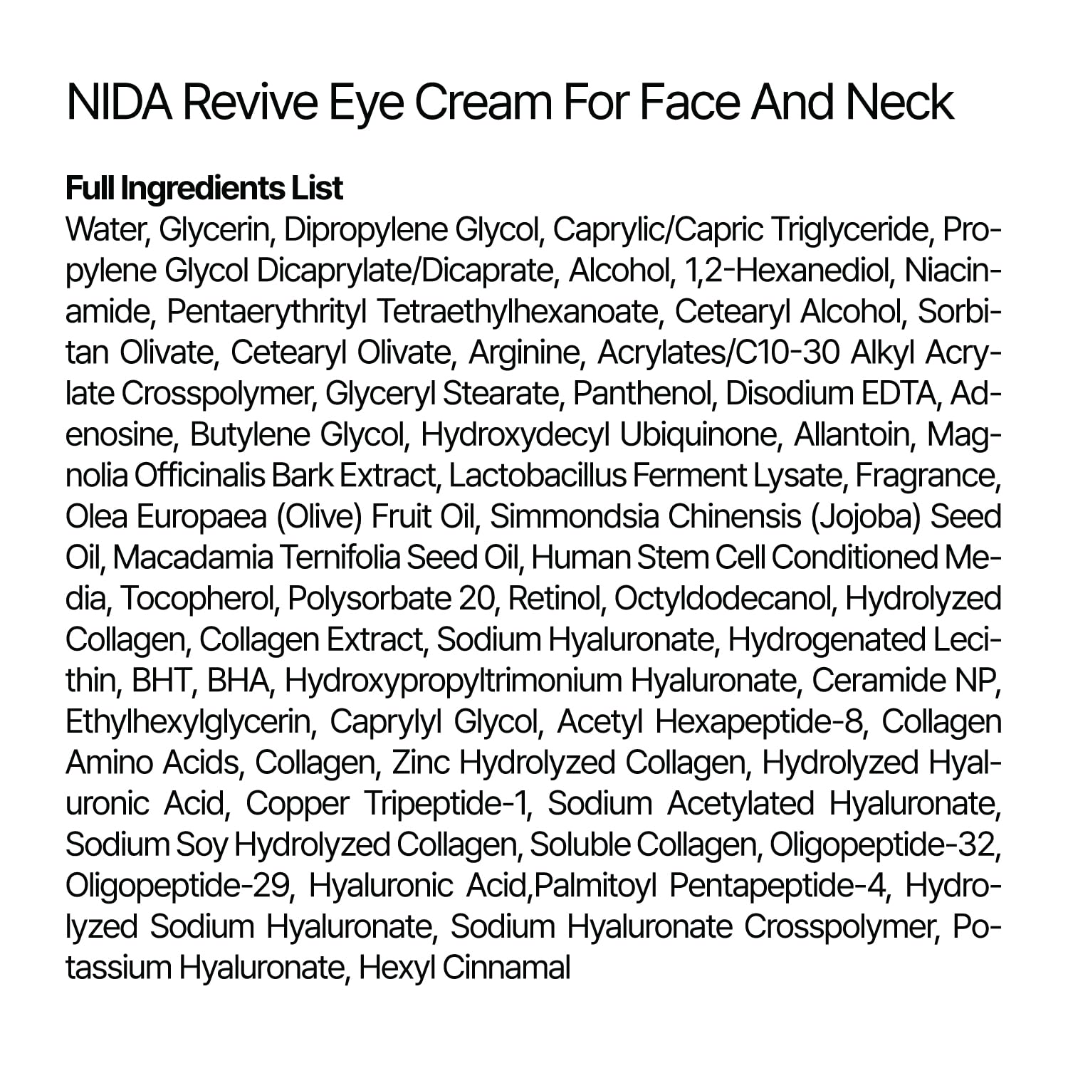 NIDA Revive Eye Cream for Face & Neck | Probiotic, Retinal & Peptide | 40ml (1.35 fl oz)