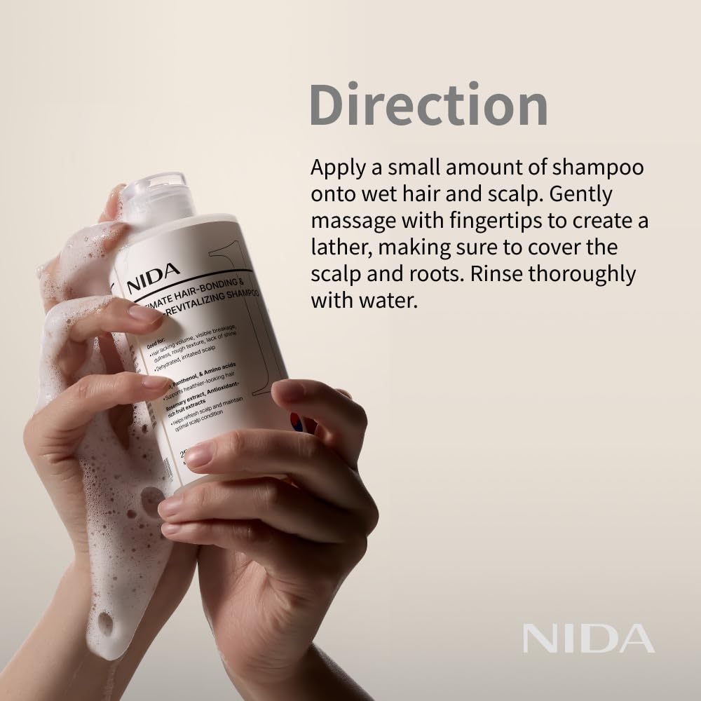 NIDA Ultimate Hair-Bonding & Scalp-Revitalizing Shampoo | Strengthen, Nourish & Refresh All Hair Types | 8.5 oz / 250 ml