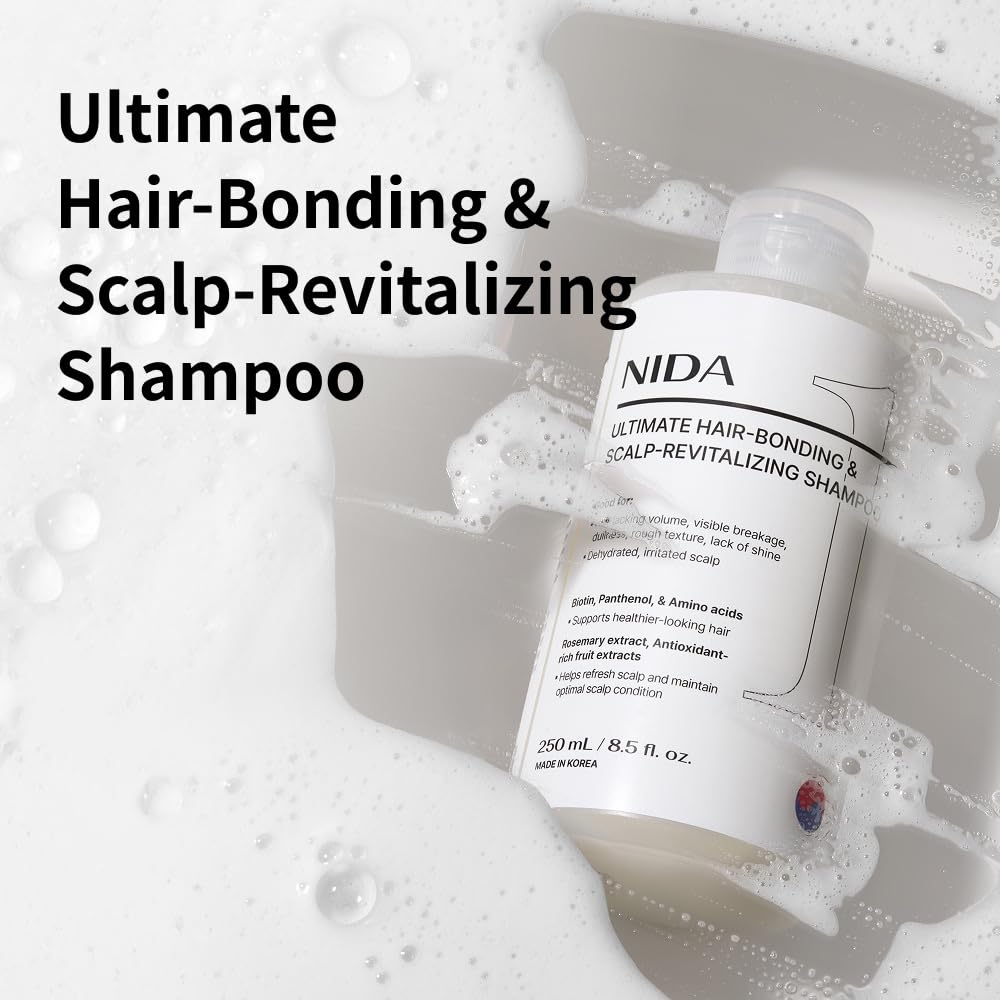 NIDA Ultimate Hair-Bonding & Scalp-Revitalizing Shampoo | Strengthen, Nourish & Refresh All Hair Types | 8.5 oz / 250 ml