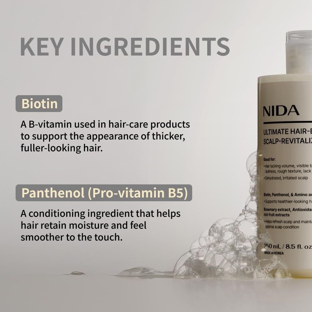 NIDA Ultimate Hair-Bonding & Scalp-Revitalizing Shampoo | Strengthen, Nourish & Refresh All Hair Types | 8.5 oz / 250 ml