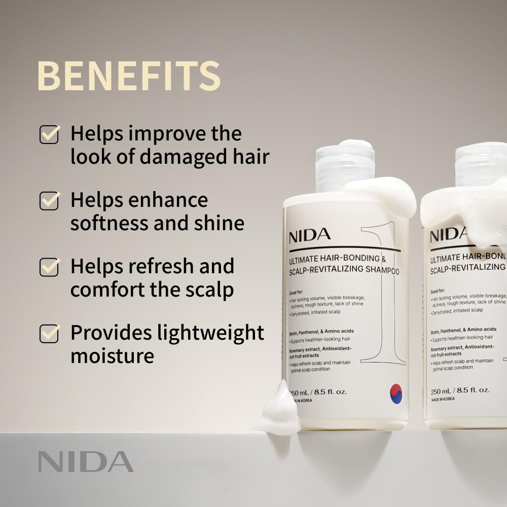 NIDA Ultimate Hair-Bonding & Scalp-Revitalizing Shampoo | Strengthen, Nourish & Refresh All Hair Types | 8.5 oz / 250 ml