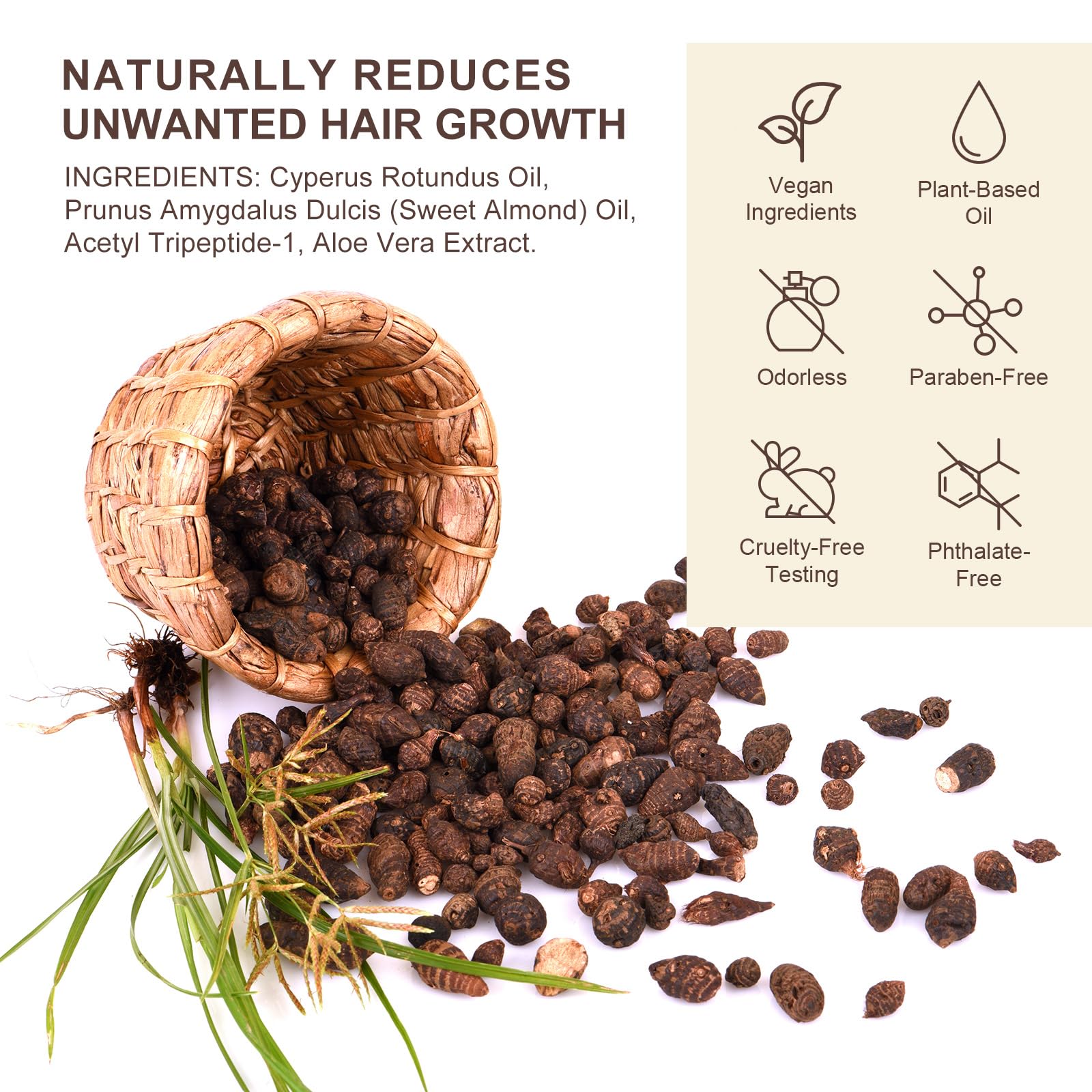NIFEISHI Cyperus Rotundus Oil for Hair Removal – Gentle, Moisturizing Formula (60ml)