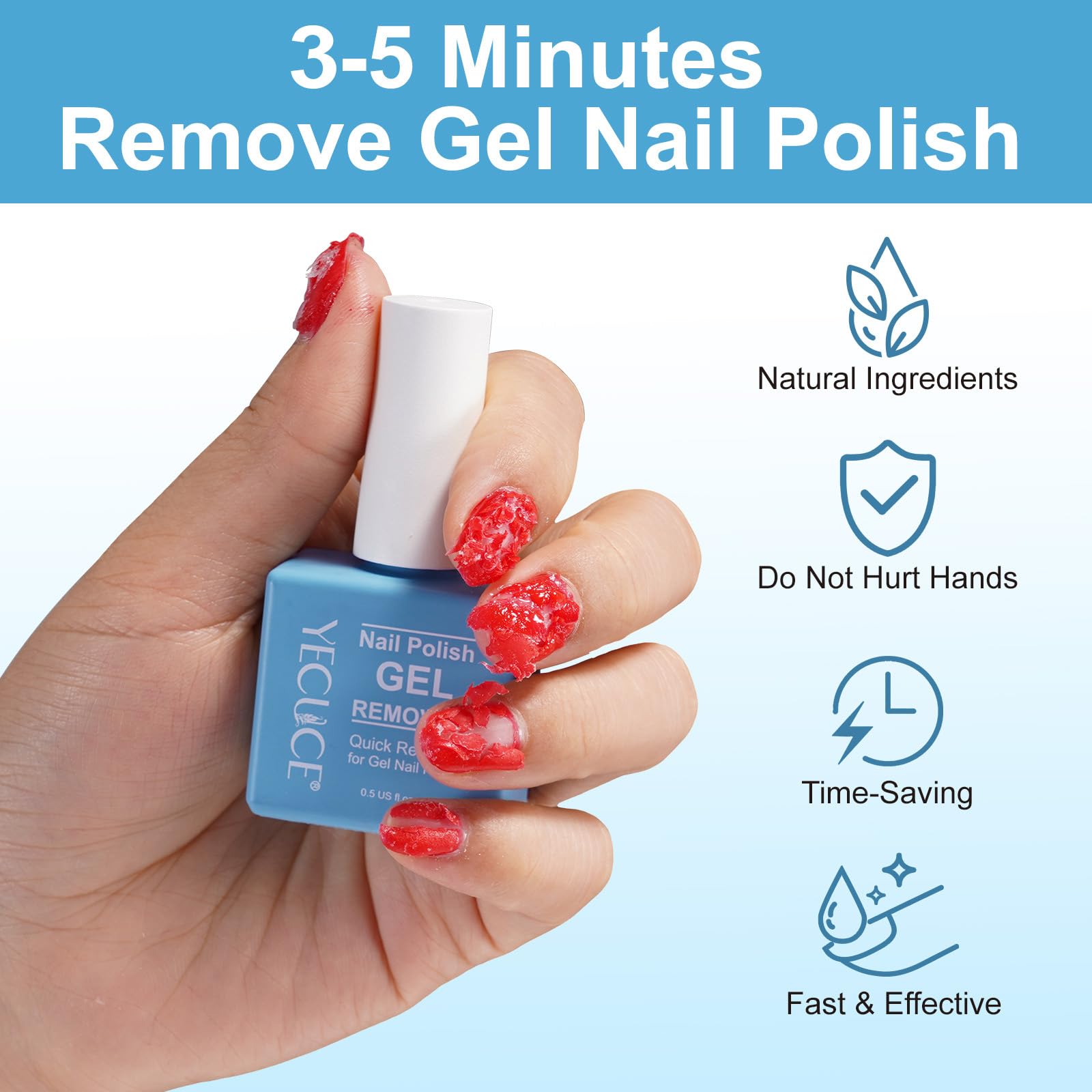 NIFEISHI Gel Nail Polish Remover 3pcs — Quick 3-5 Minute Foil-Free Removal (15ml)