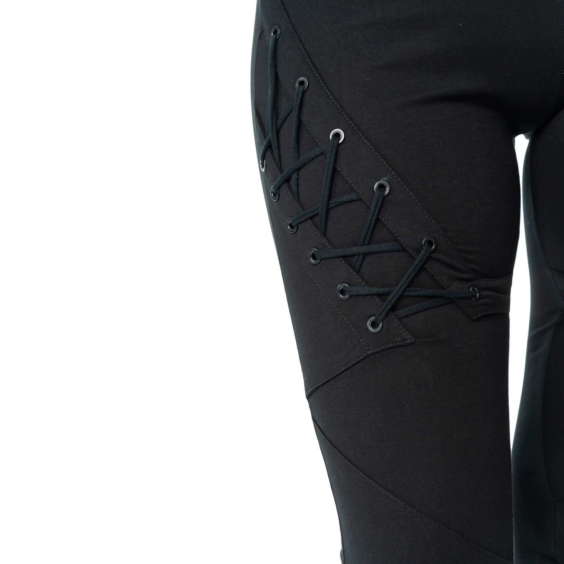 Poizen Industries Nightshade Goth Leggings - Corset Lace-Up Eyelet Detail