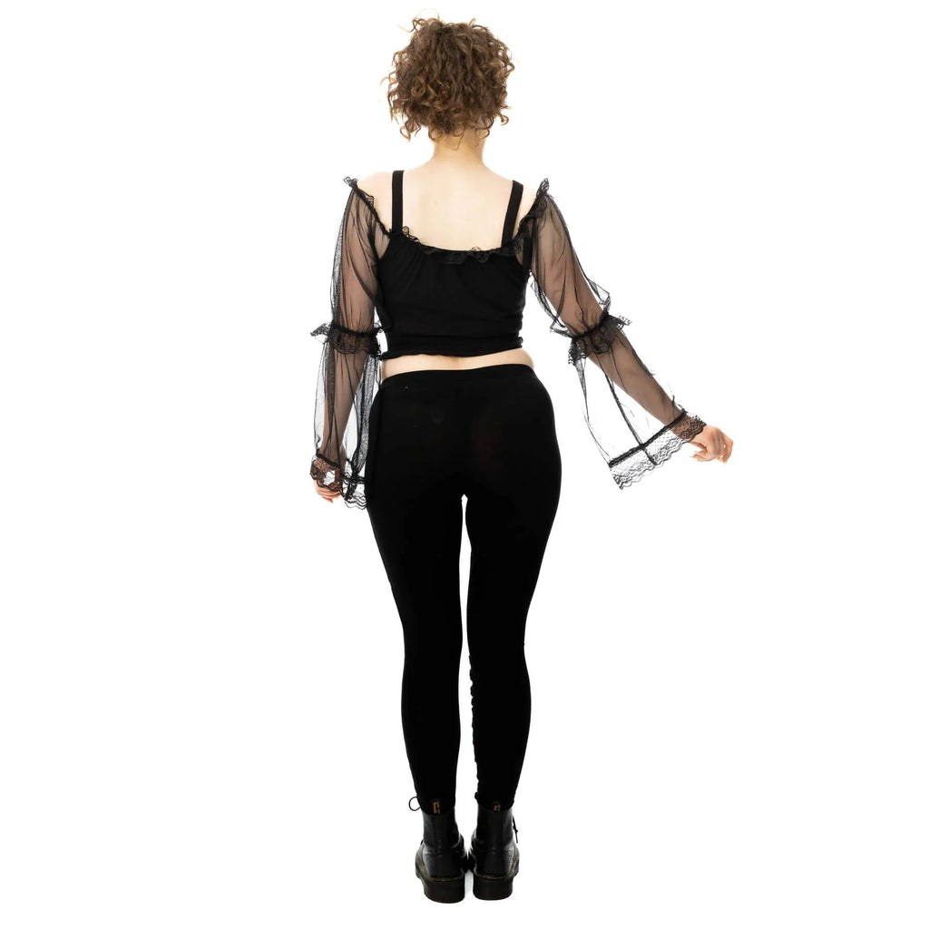 Poizen Industries Nightshade Goth Leggings - Corset Lace-Up Eyelet Detail