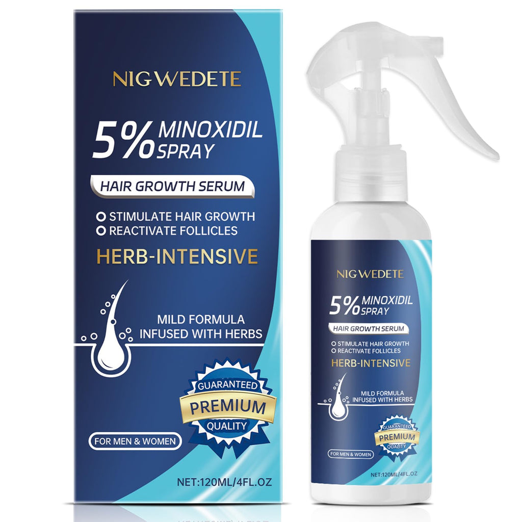 Nigwedete Minoxidil 5% for Men (120 ML) – Hair & Beard Growth Serum with Provitamin B5 & Castor Seed Extract