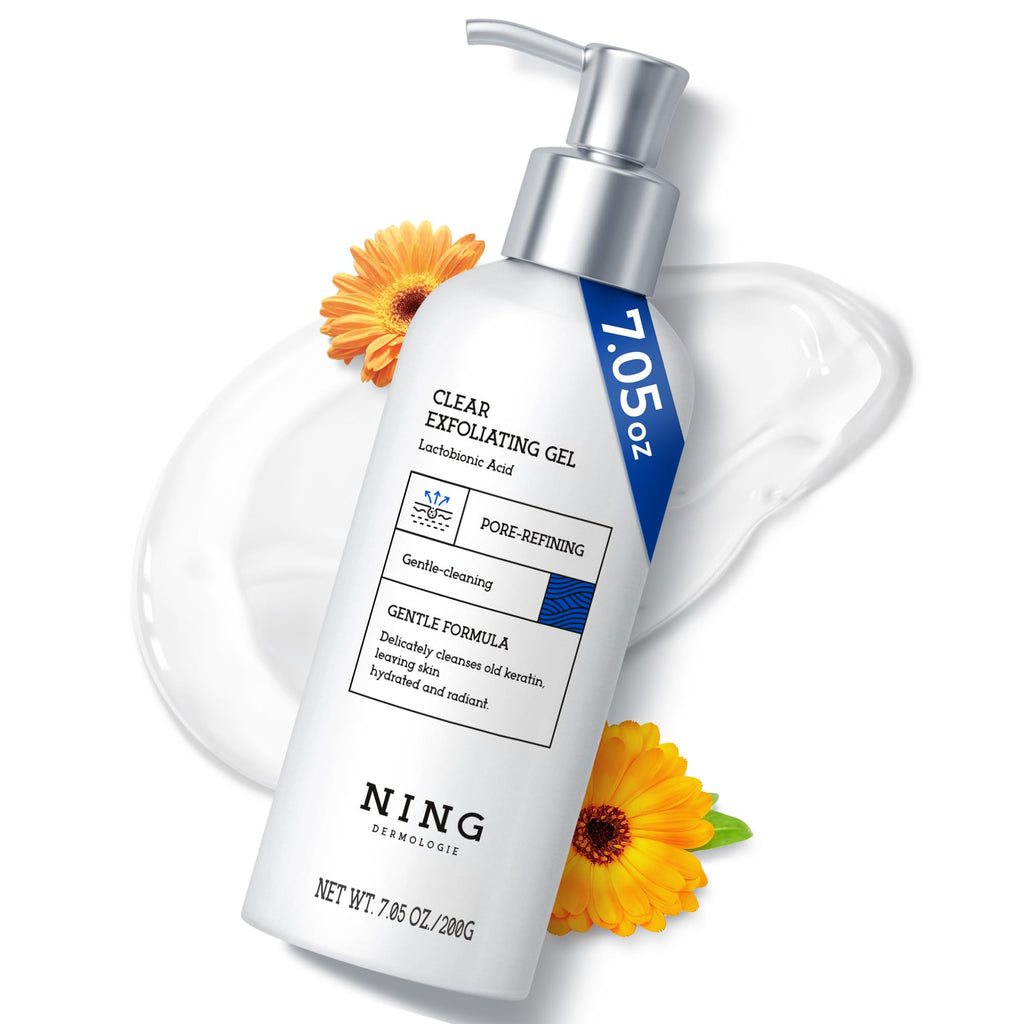 NING DERMOLOGIE Exfoliating Face Scrub – Gentle AHA/PHA Peel Gel with Niacinamide, 7.05 oz
