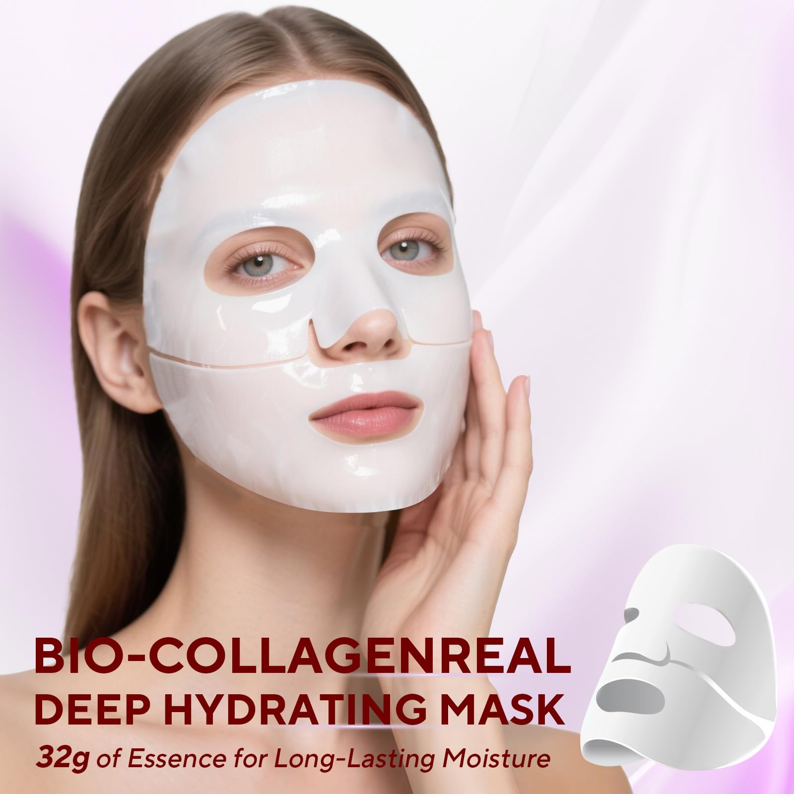 Nityrliv Collagen Face Mask | 4-Pack Bio-Collagen Overnight Hydrating Sheet Mask for All Skin Types