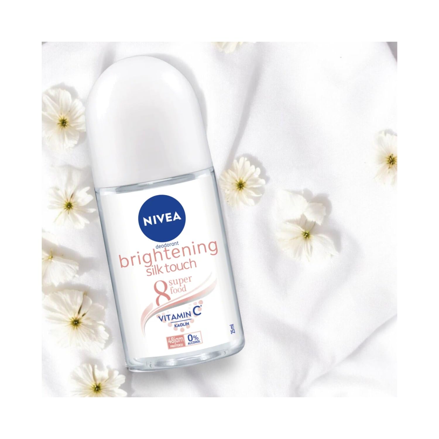NIVEA Extra Brightening Roll-On Deodorant – 8 Super Foods, Vitamin C, Collagen Boost, Twin Pack