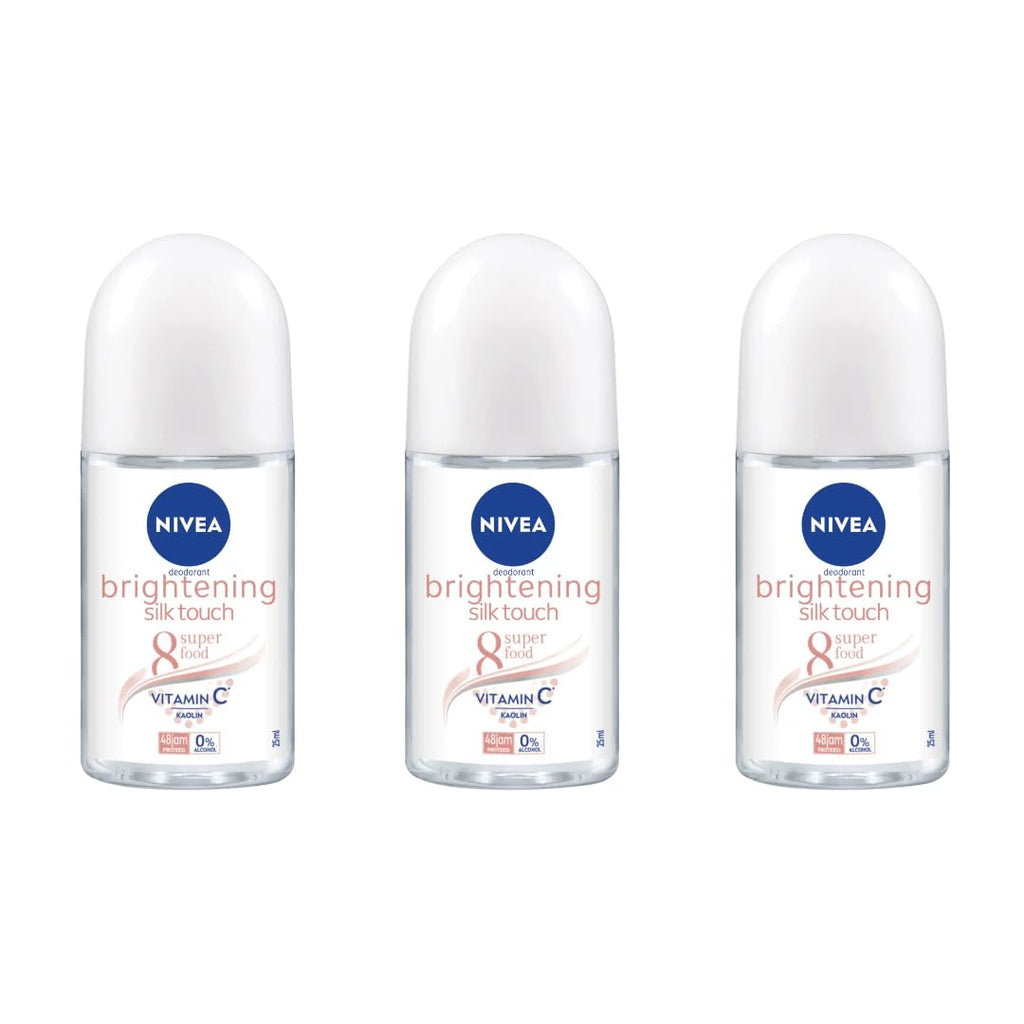 NIVEA Extra Brightening 8 Super Foods Vitamin C Collagen Booster Roll-On Deodorant – Silk Touch, Alcohol-Free, 48HR Odor Protection, Twin Pack 2 x 50ml