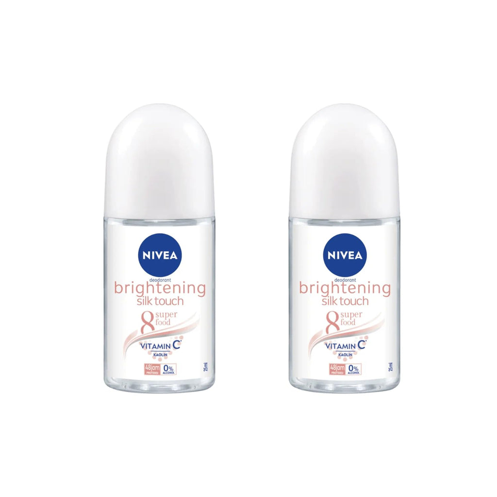 NIVEA Extra Brightening Roll-On Deodorant – 8 Super Foods, Vitamin C, Collagen Boost, Twin Pack