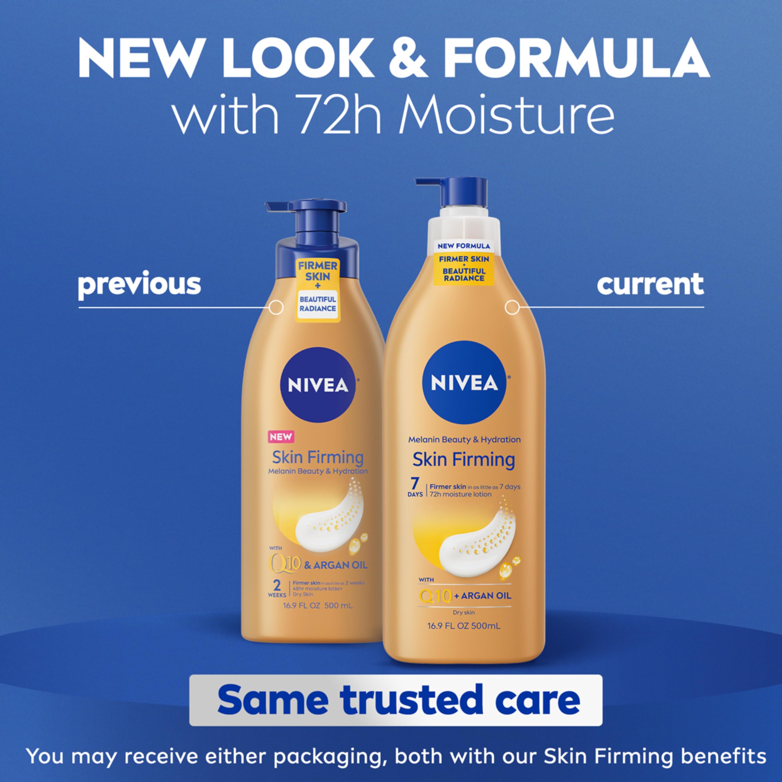 NIVEA Skin Firming Melanin Beauty & Hydration Lotion with Q10 & Argan Oil – 16.9 oz