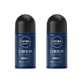 NIVEA Men Deep Darkwood MaxxTech 72H Roll-On Deodorant 25ml – Charcoal, Woody Scent, 2-Pack