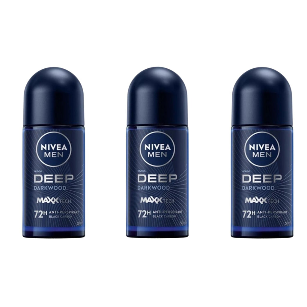 NIVEA MEN DEEP Darkwood Roll-On 72H Protection (Pack of 3)