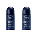 NIVEA MEN DEEP Darkwood Anti-Perspirant Roll-On 50ml – 72H Protection, Black Carbon & MAXXTECH, No Black Residue | Pack of 2