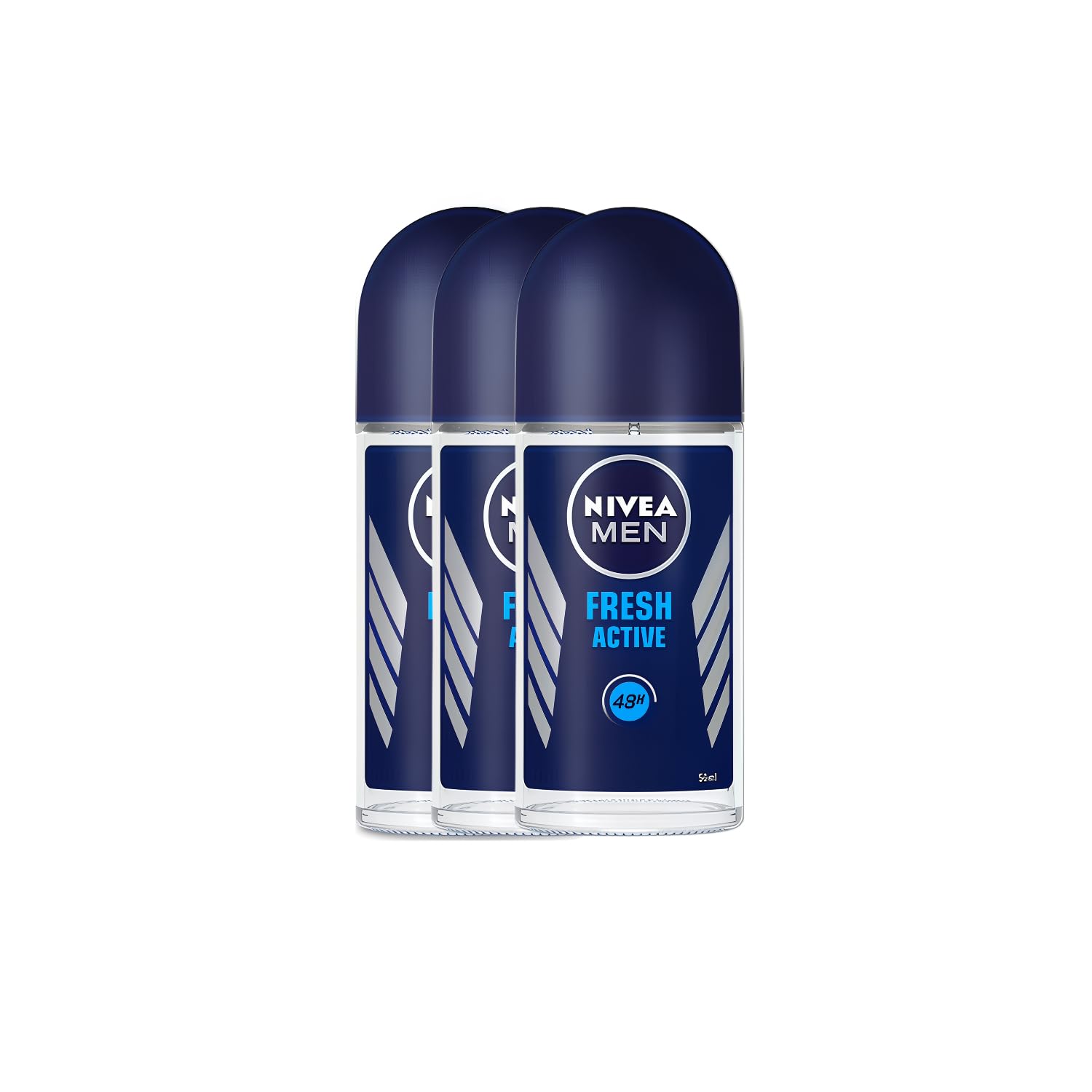 NIVEA Men Fresh Active Roll-On – 48h Protection, Ocean Extracts, Alcohol-Free, 3 x 1.7 oz
