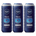 NIVEA MEN Relax 3-in-1 Body Wash – Lavender & Sandalwood, Vegan, pH-Friendly, 3 x 16.9 oz