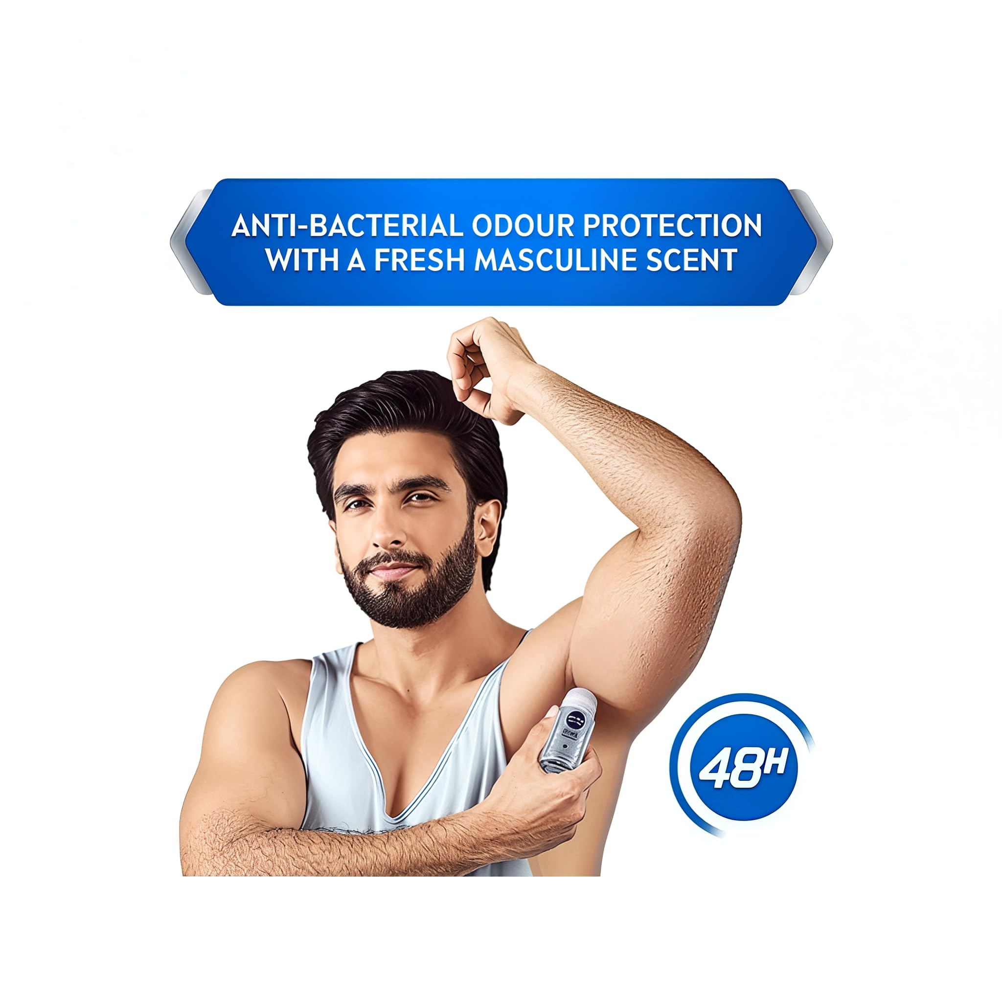 NIVEA Men Silver Protect Roll-On Deodorant – 48H Odor Protection, Alcohol-Free, Quick-Dry, Pack of 3