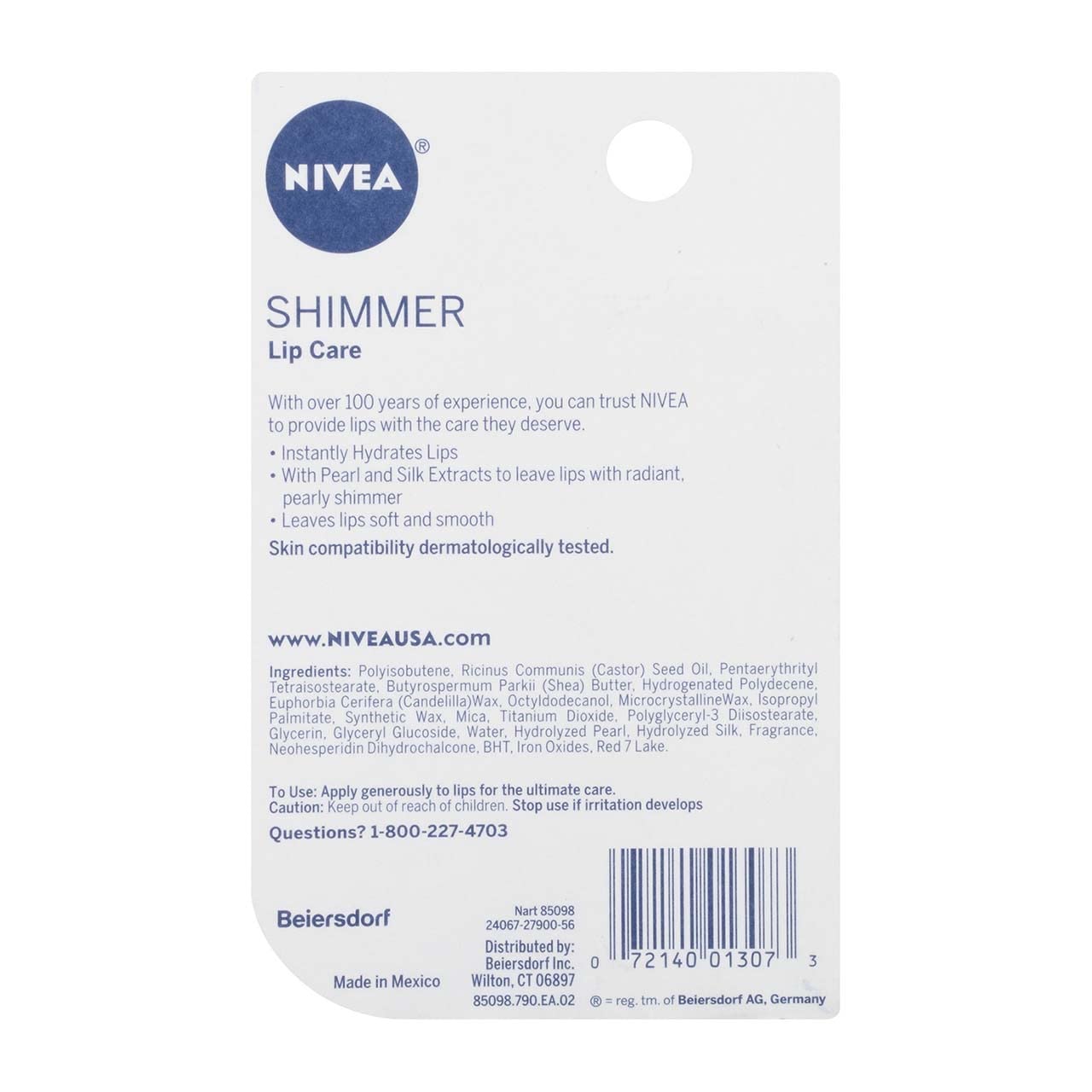 NIVEA Shimmer Radiant Lip Care 0.17 oz (Pack of 4) – Hydrating Lip Balm with Pearly Shine