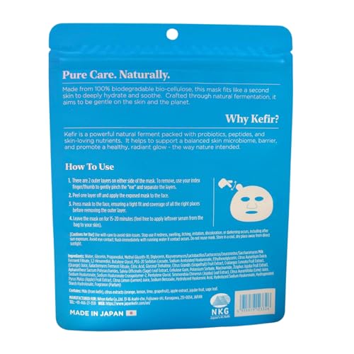 NKG The Kefir Mask - Premium Kefir-Based Biocellulose Sheet Mask (4-Pack) for Deep Hydration