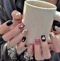 NLSJMP Butterfly Press-On Nails Kit – 10Pcs Size L, Short Square, Rhinestone Glitter