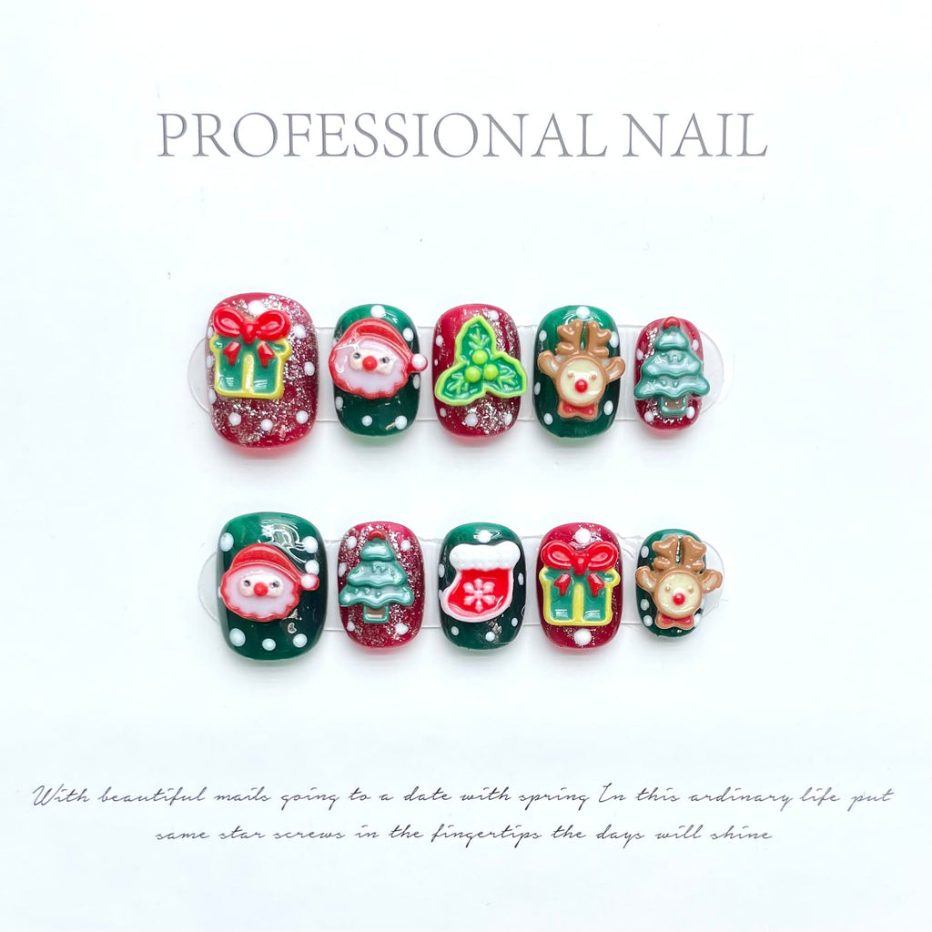 NLSJMP Handmade Press-On Nails Kit — Salon Quality, Reusable Short Square/Round Nails (10 Nails, Size M)