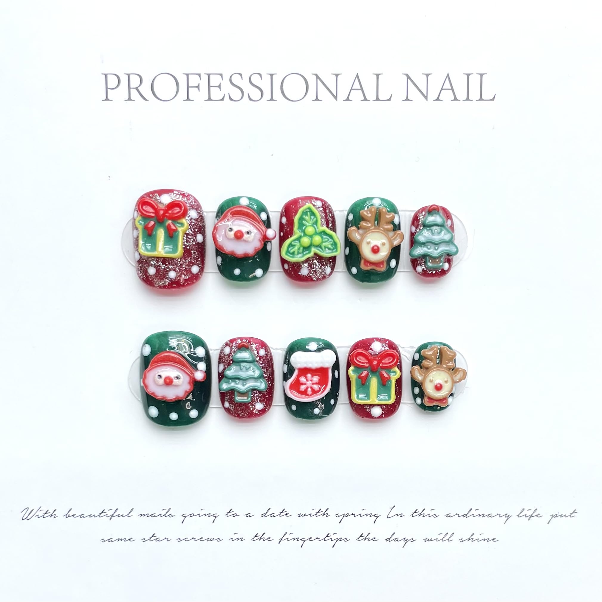 NLSJMP Handmade Press-On Nails Kit — Salon Quality, Reusable Short Square/Round Nails (10 Nails, Size M)