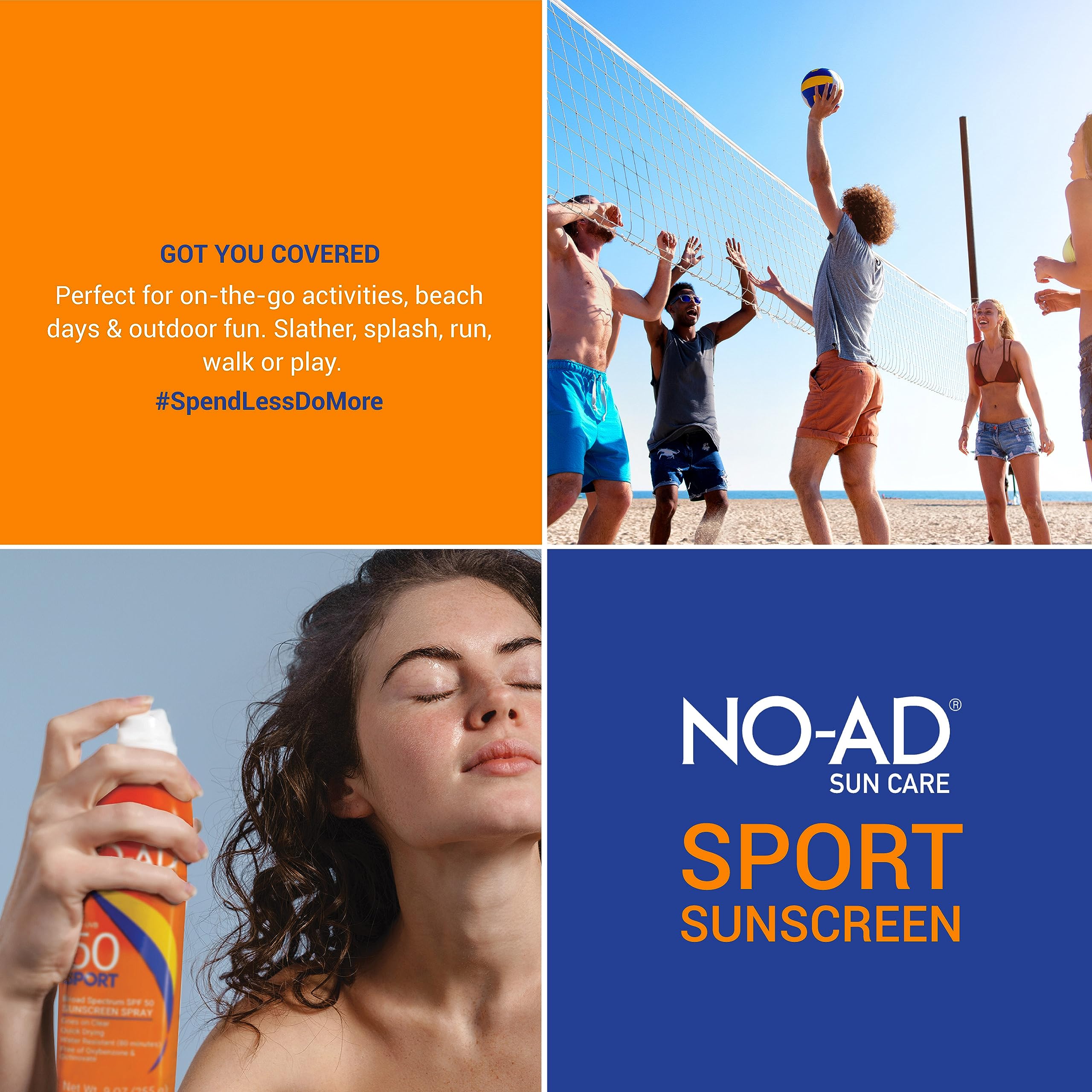 NO-AD SPORT SPF 50 Sunscreen Spray – Broad Spectrum, Non-Greasy (9 oz)