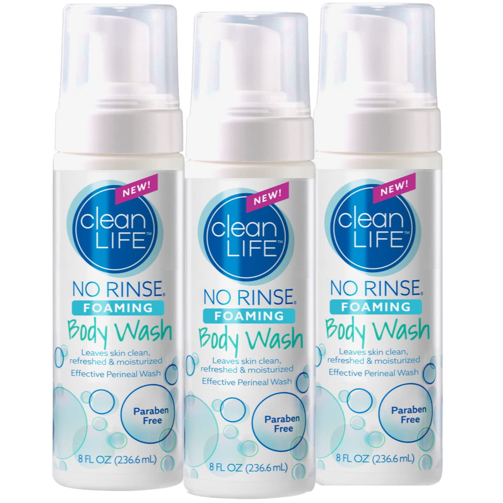 No-Rinse Foaming Body Wash – Waterless Cleanser for All Ages (8 oz x 3 Pack)