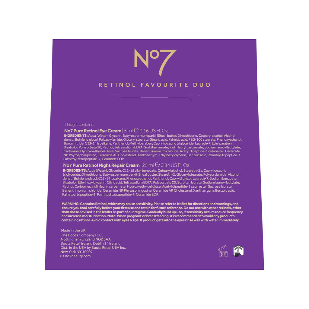 No7 Retinol Favorite Gift Set – Night Repair Cream & Eye Cream Duo