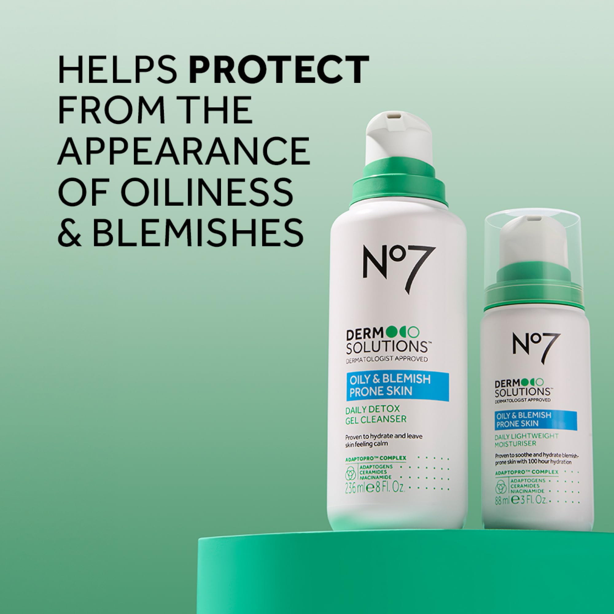 No7 Derm Solutions Daily Face Moisturizer – Hydrating Ceramides & Niacinamide for Oily, Blemish-Prone Skin (3 oz)