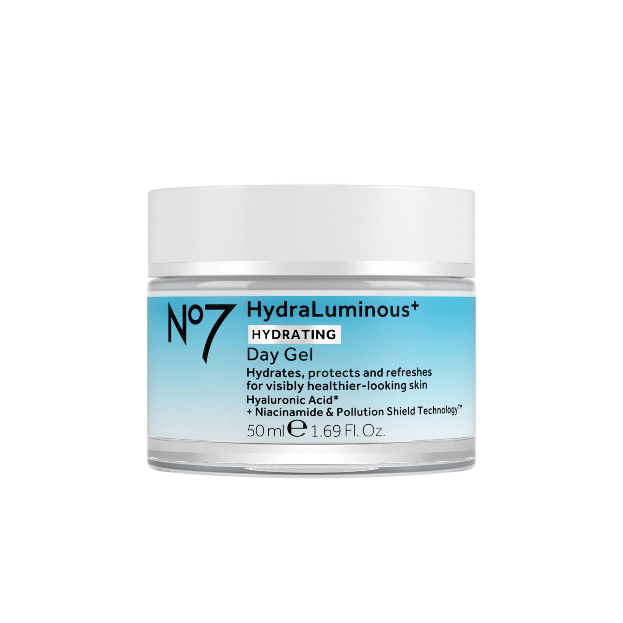 No7 HydraLuminous+ Hydrating Day Gel – 72-Hour Hydration with Hyaluronic Acid & Niacinamide