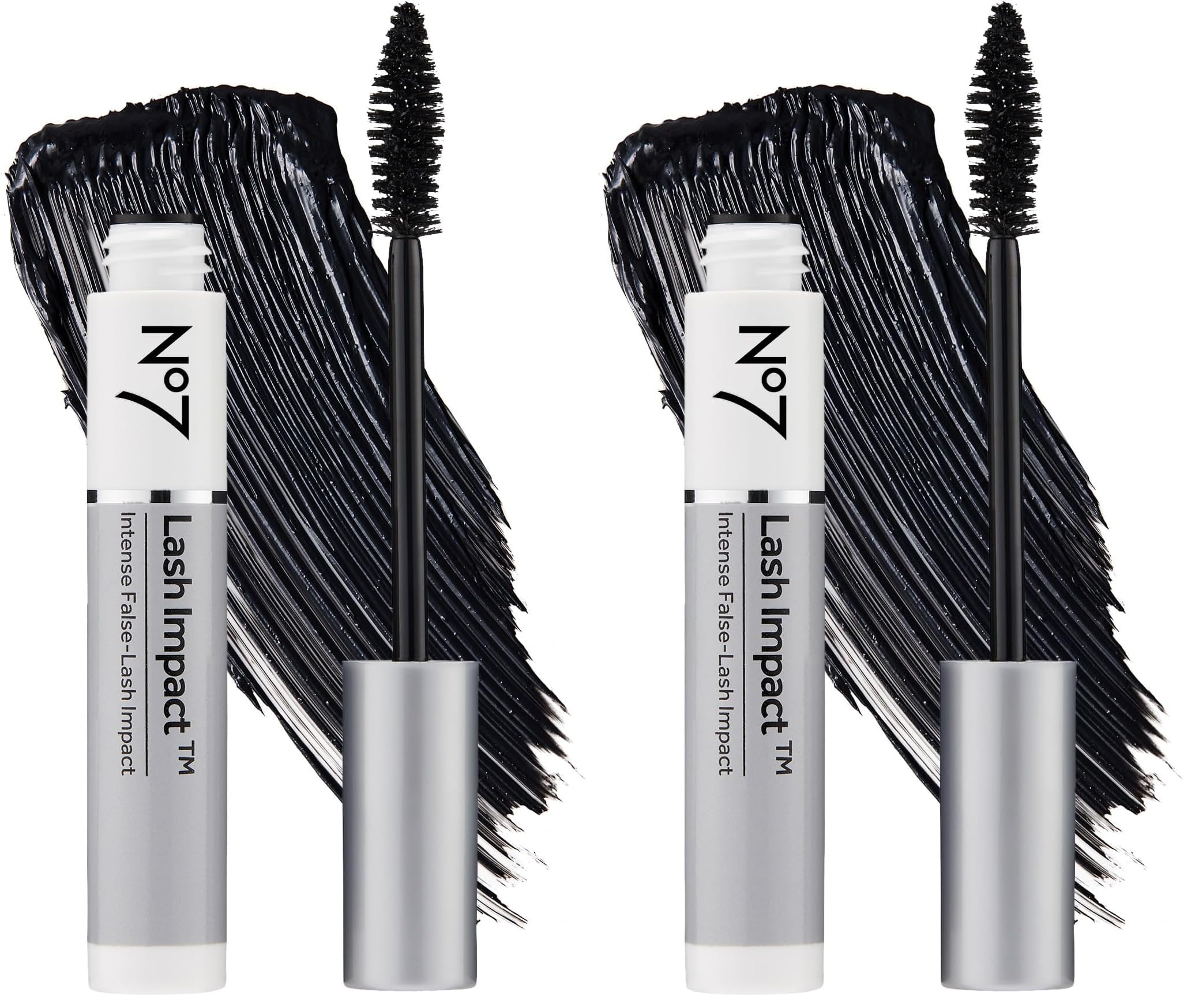 No7 Lash Impact Mascara - Volumizing Black Mascara with Oversized Cone Brush | Smudge-Proof & Lengthening (7ml) Pack of 2