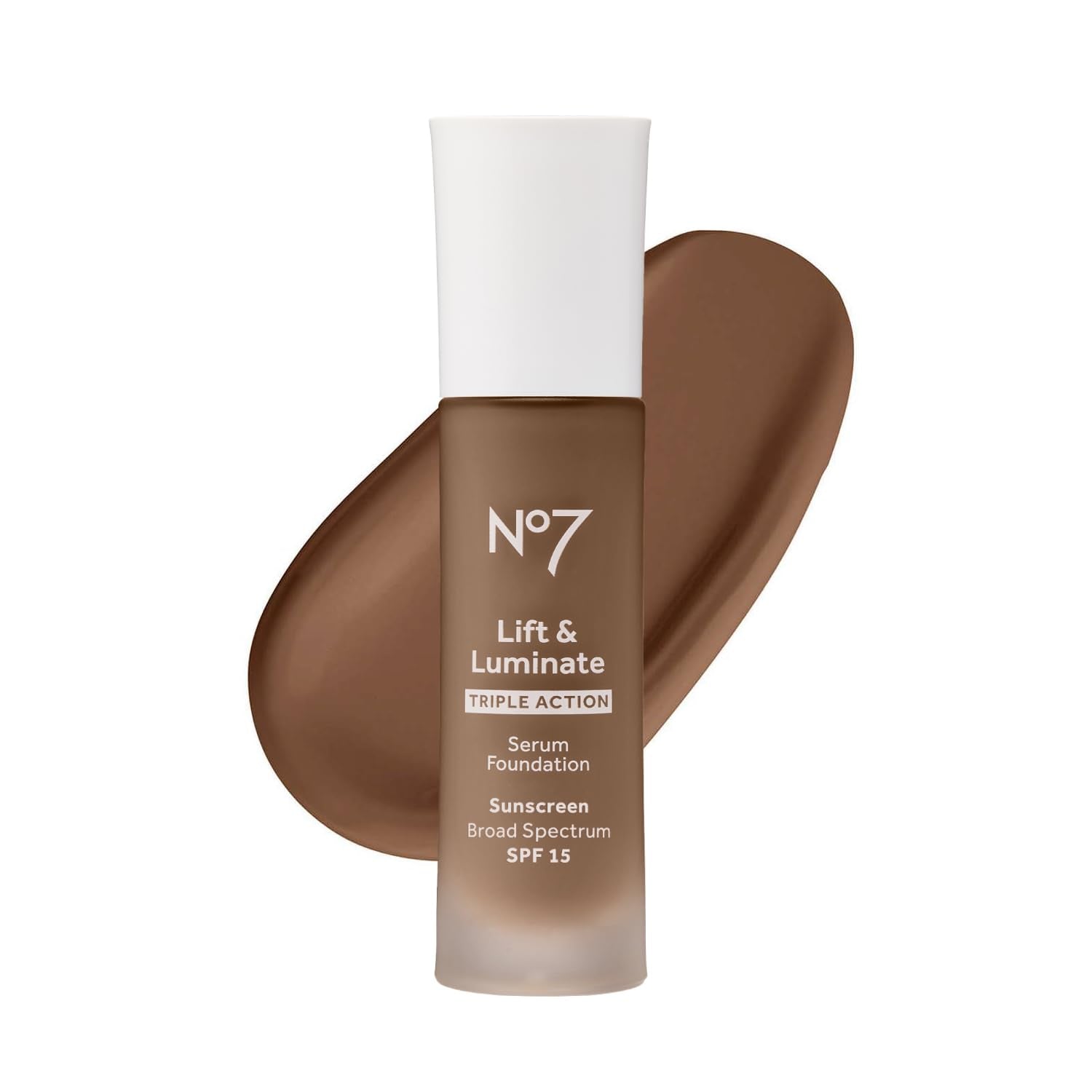 No7 Lift & Luminate Triple Action Serum Foundation - Umber | Dewy Base with SPF 15
