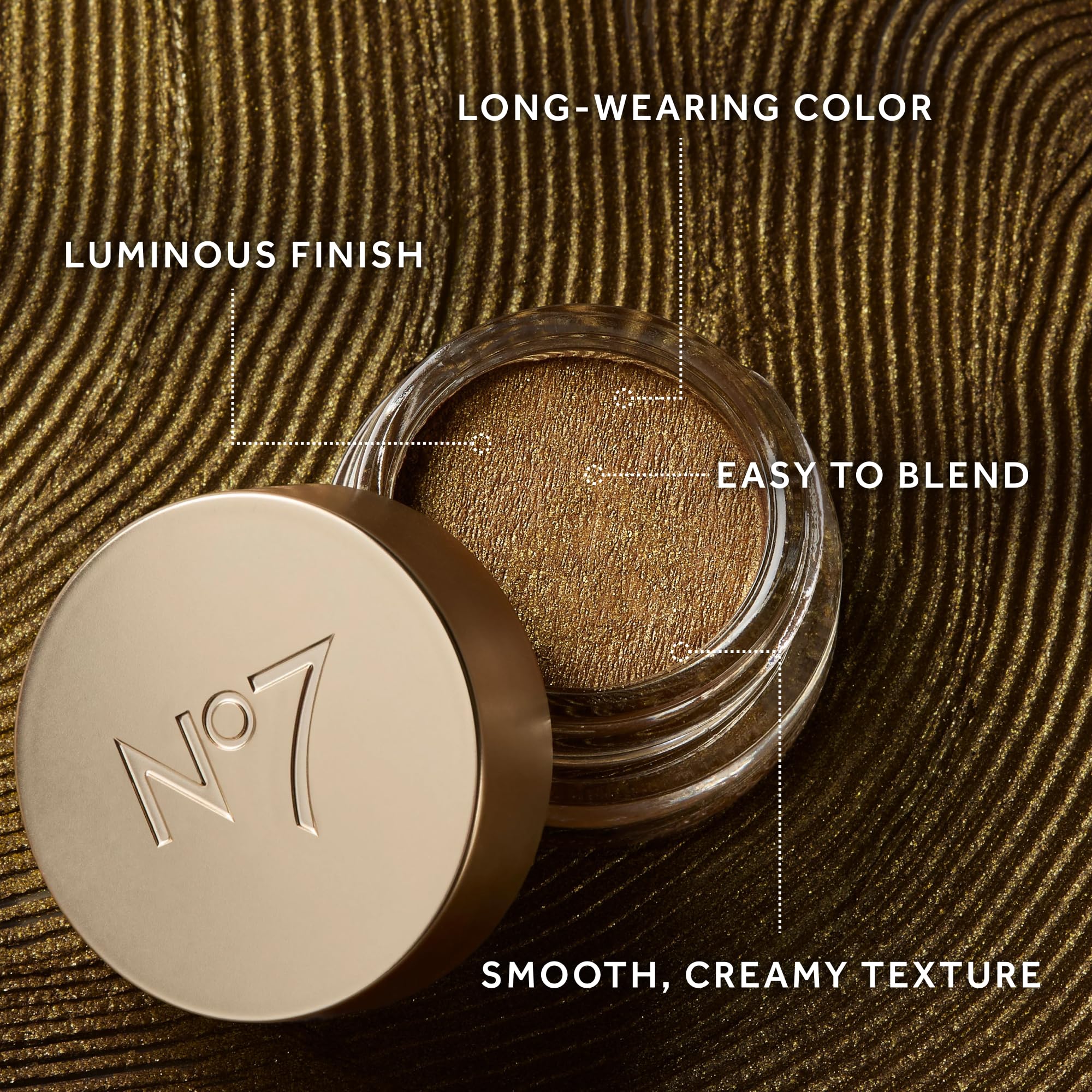 No7 Pro Artist Gilded Glimmer Cream Eyeshadow – Buildable One-Swipe Shimmer, Silky Long-Wear Pearl Glow