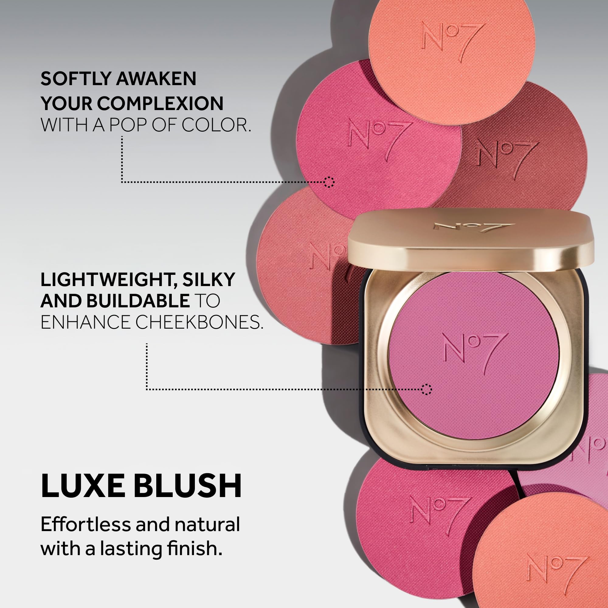 No7 Pro Artist Luxe Powder Blush for Cheeks – Buildable Silky Pink Glow (5g)