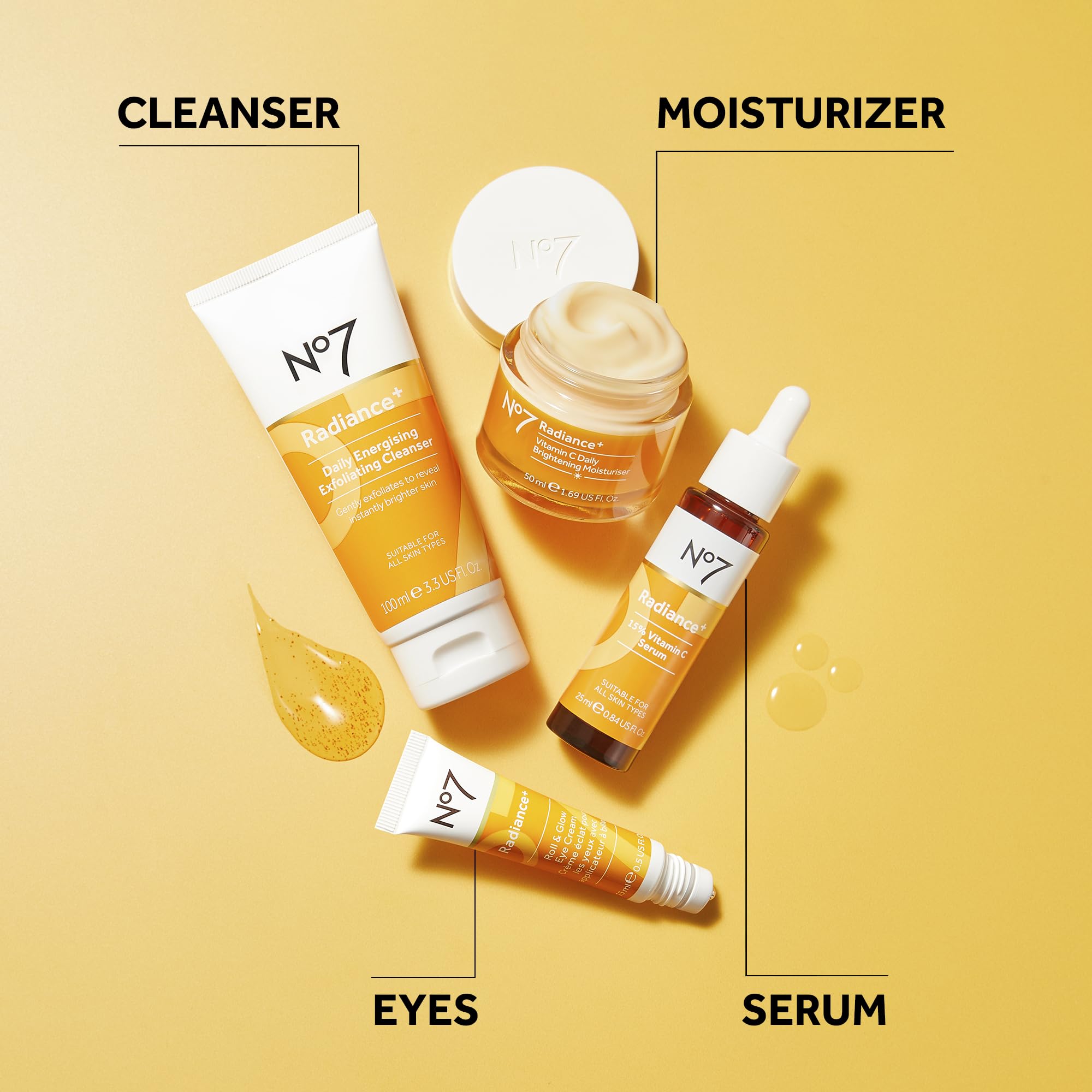 No7 Radiance+ Roll & Glow Eye Cream — Vitamin C + Caffeine Eye Roller for Bright, Refreshed Under-Eyes (15ml)