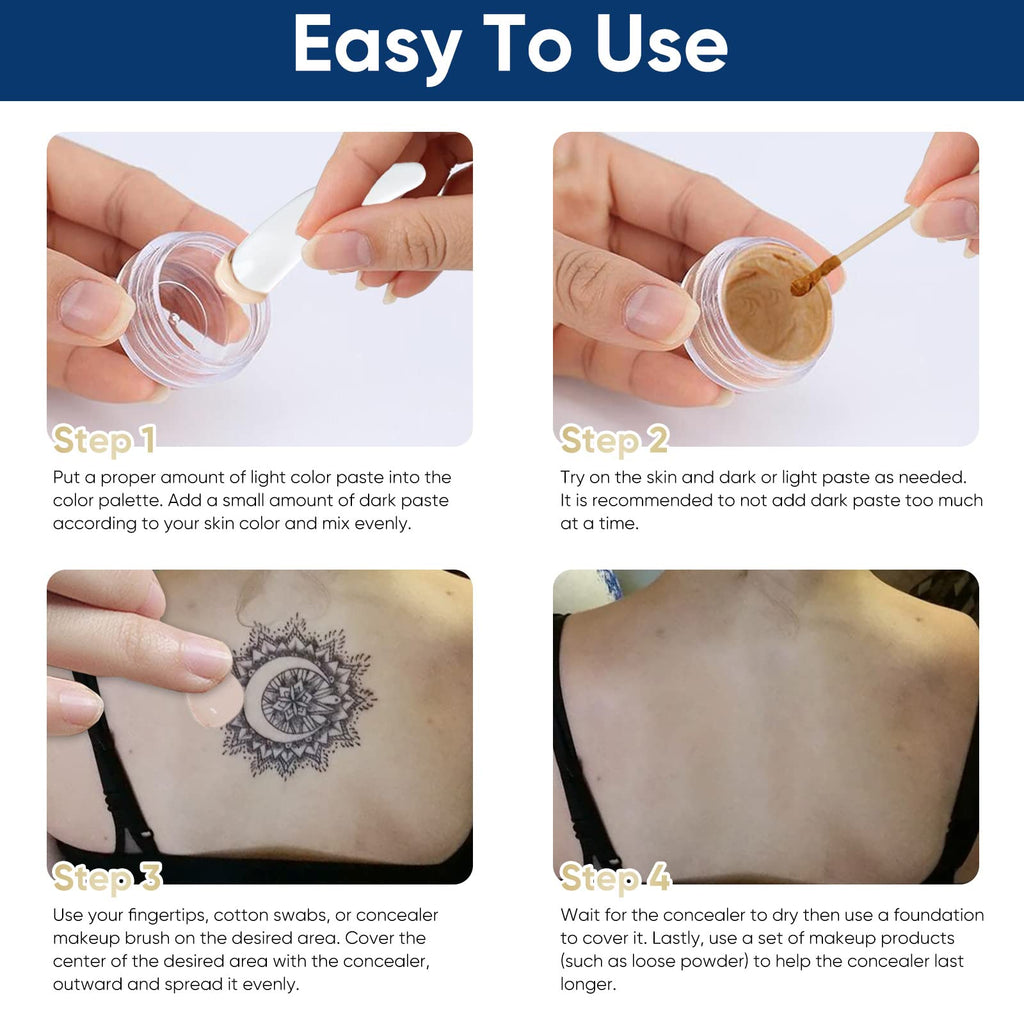 NOBA Tattoo Cover Up Makeup Waterproof – 2-Color Concealer for Tattoos, Scars & Blemishes