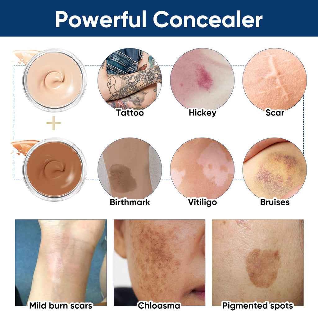 NOBA Tattoo Cover Up Makeup Waterproof – 2-Color Concealer for Tattoos, Scars & Blemishes