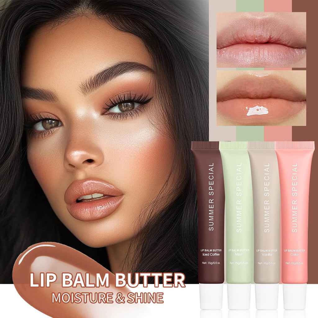 Nobeka Lip Butter Balm Kit – Hydrating Tinted Lip Balm Set with Shea Butter & Avocado Oil