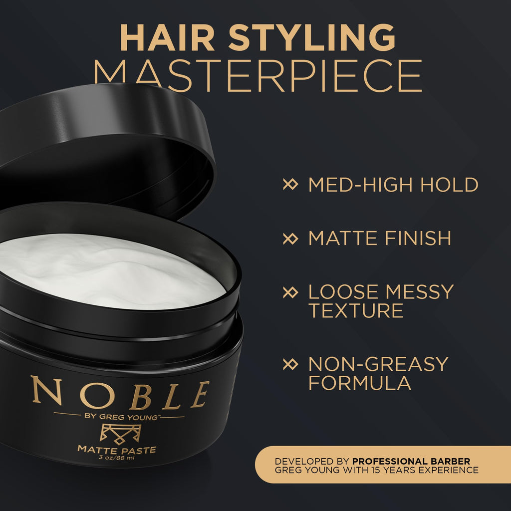 Noble By Greg Young - Strong Hold Matte Hair Paste | Flexible & Long-Lasting Style