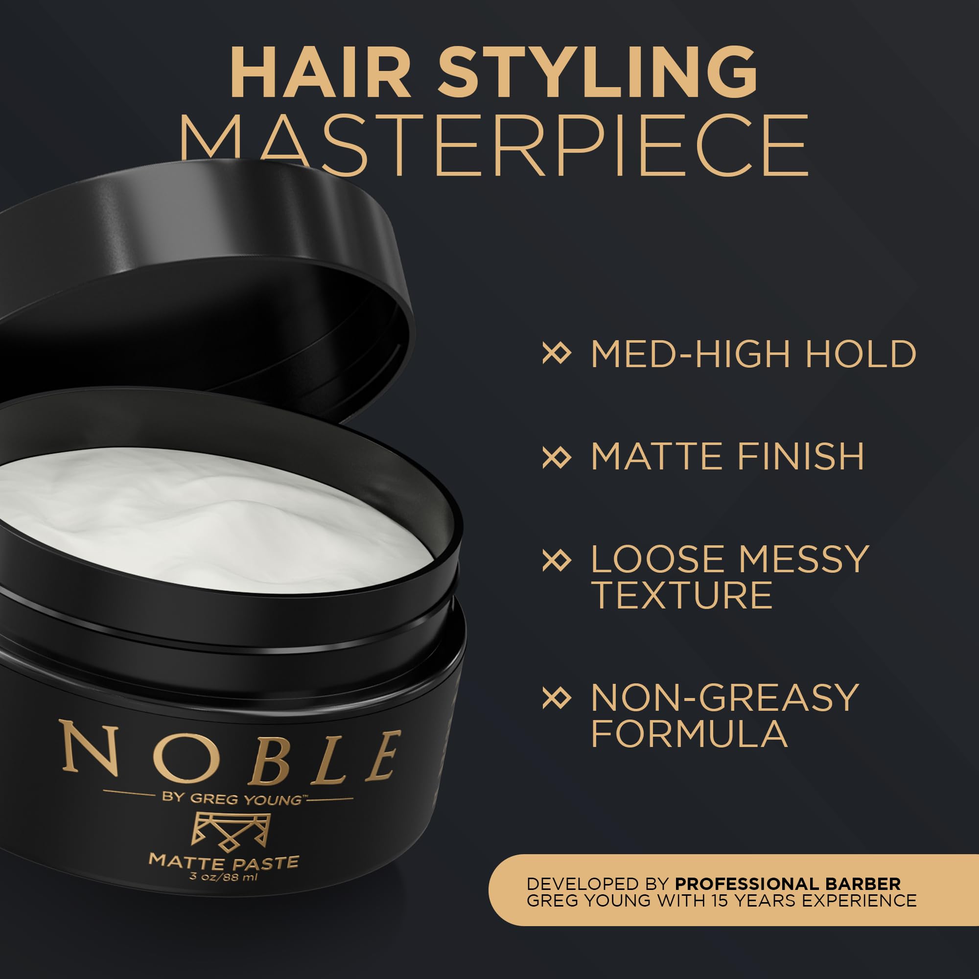 Noble By Greg Young - Strong Hold Matte Hair Paste | Flexible & Long-Lasting Style
