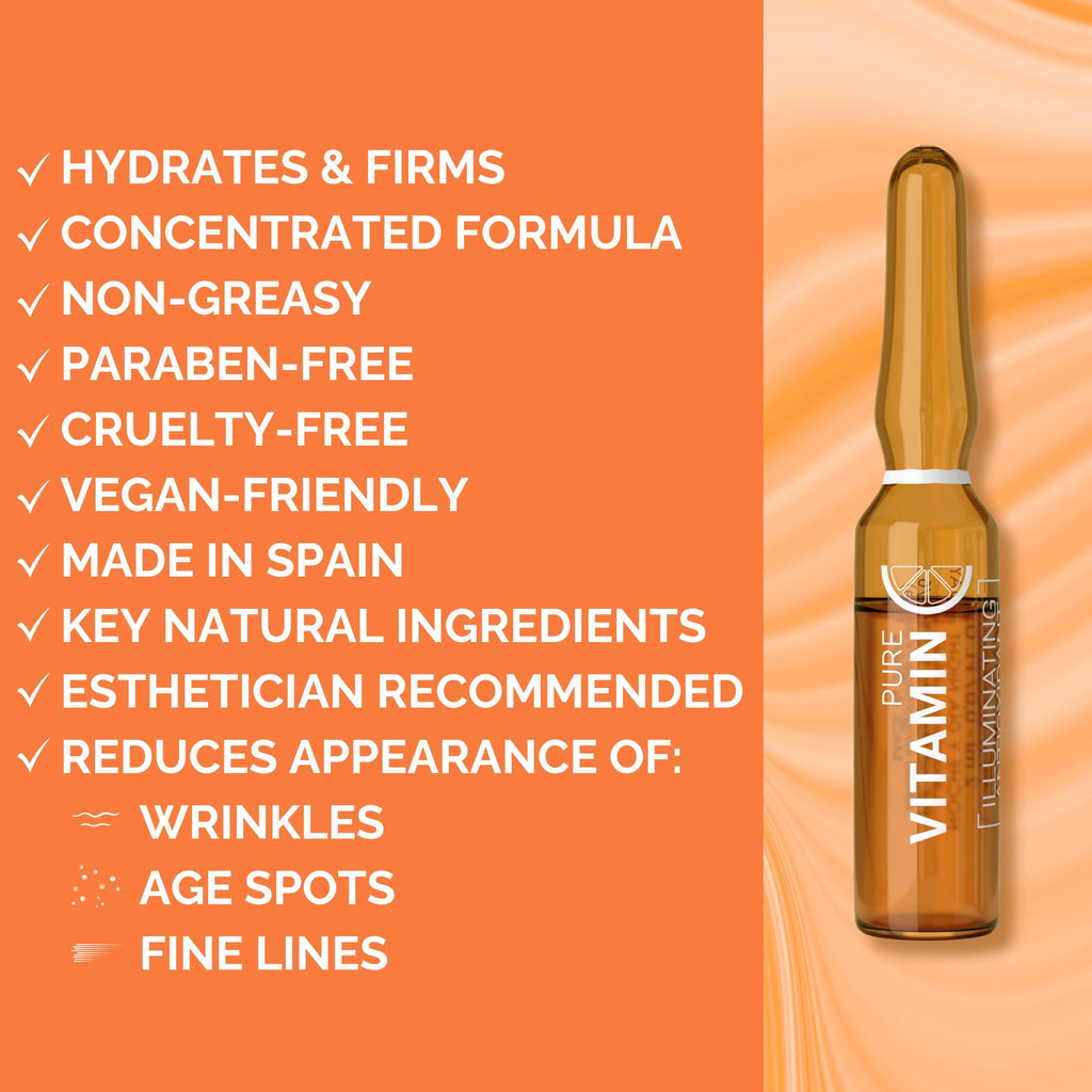 Noche Y Dia Vitamin C Ampoule Oil | Anti-Aging Face Serum with Ascorbic Acid | Hydrate, Firm & Boost Collagen | 12x2mL