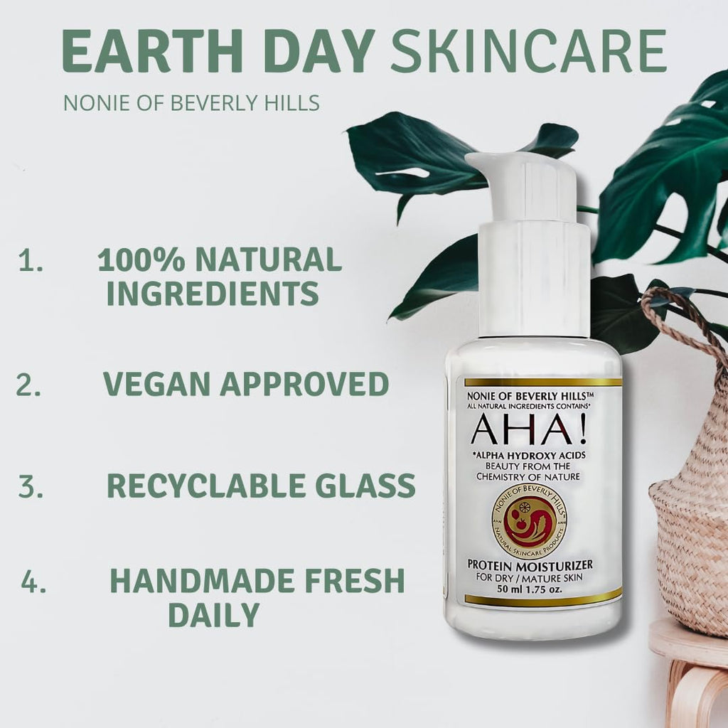 Nonie AHA Protein Moisturizer for Dry Skin – Vegan, USA Made, 5% AHAs