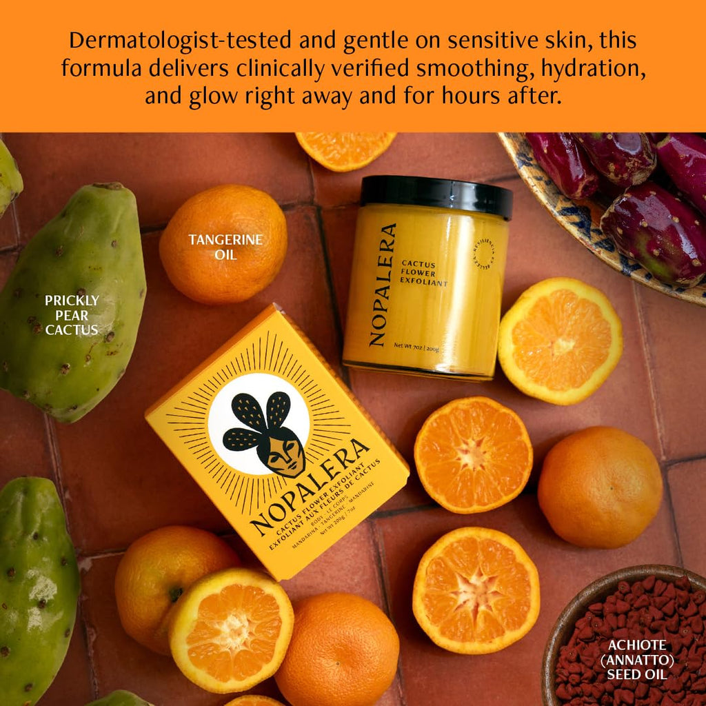 Nopalera Cactus Body Polish Tangerine — 3-in-1 Clean Beauty, Oil Cleanser, Exfoliant & Moisturizer (6 oz)